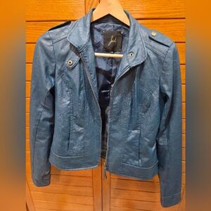 Jack by BB Dakota Teal Faux Leather Jacket